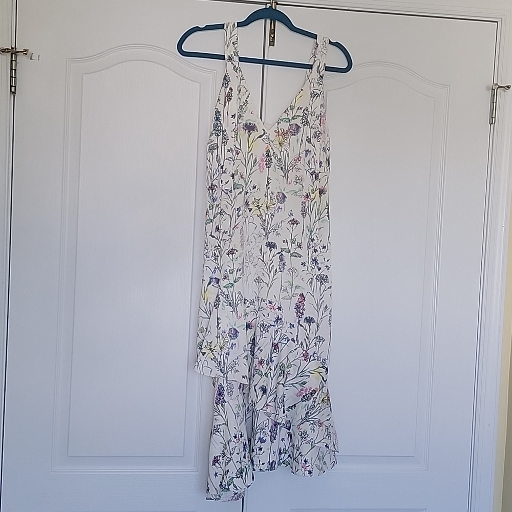 H&M SUMMER DRESS Size 4 Natural white/Floral Crêpe Knee-length - Picture 3 of 16